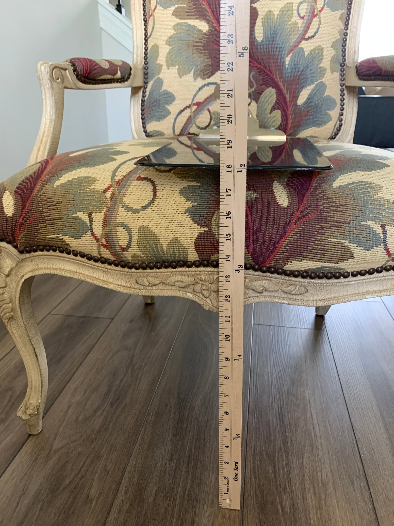 French Style Textured Paint Decorated Open Arm Bergere Accent Chair Baker Furniture Co - 8