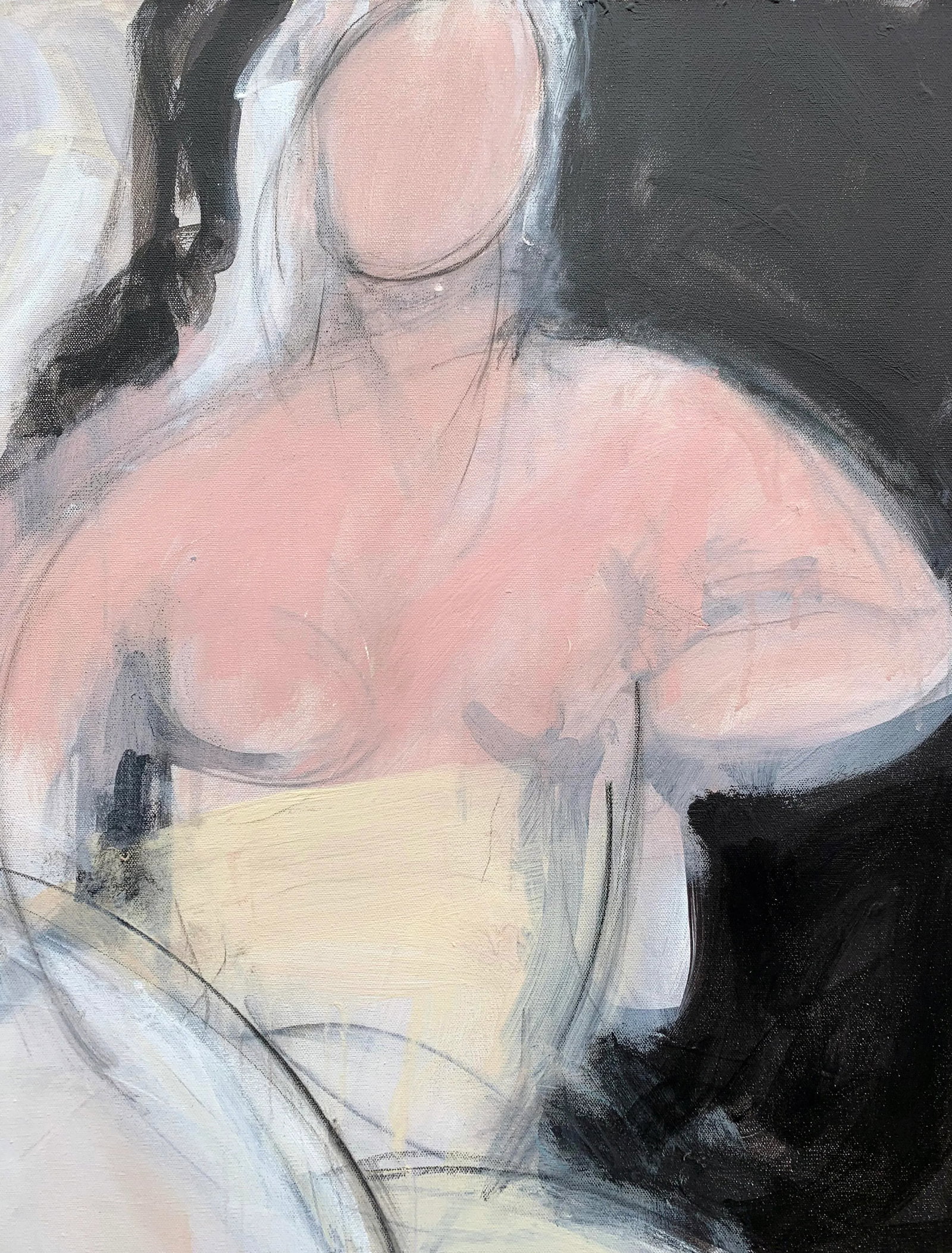Woman Seated in Pink Painting Acrylic on Canvas - 2