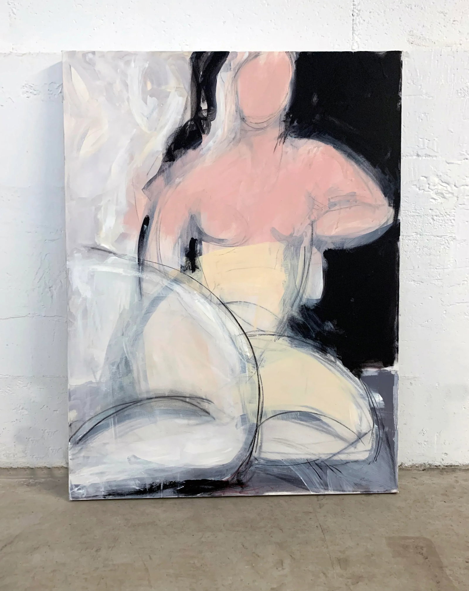 Woman Seated in Pink Painting Acrylic on Canvas - 4