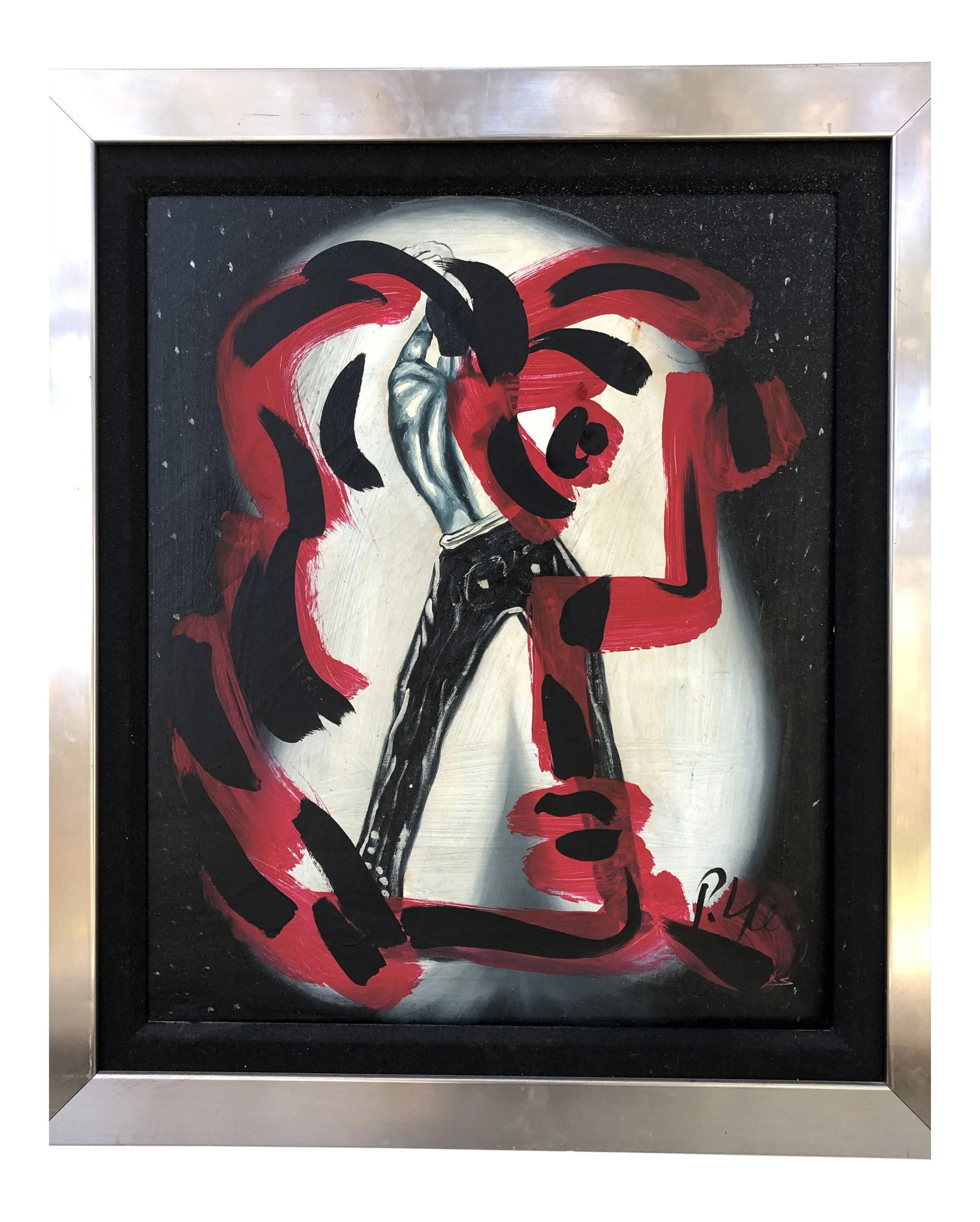 Abstract Peter Robert Keil 'Homage to Freddy Mercury' Oil Painting on Canvas: Peter Keil has produced many beautiful Abstract paintings but this 'Homage to Freddy Mercury' is Magnificant Stunning Unusual Quality detailed MediumAbstract Expressionist Peter Keil adapting a