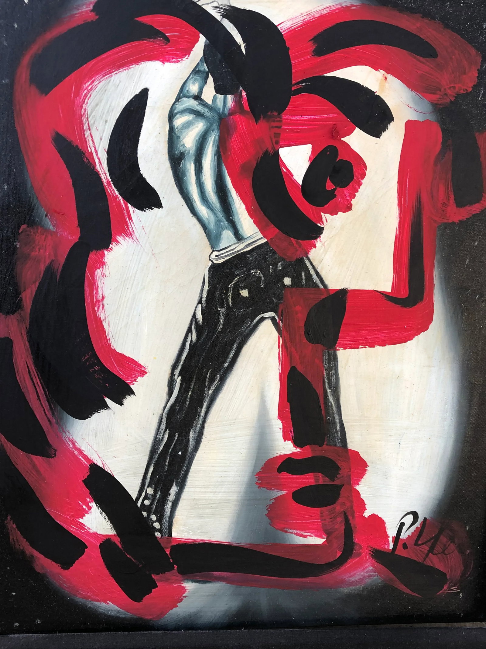 Abstract Peter Robert Keil 'Homage to Freddy Mercury' Oil Painting on Canvas - 2