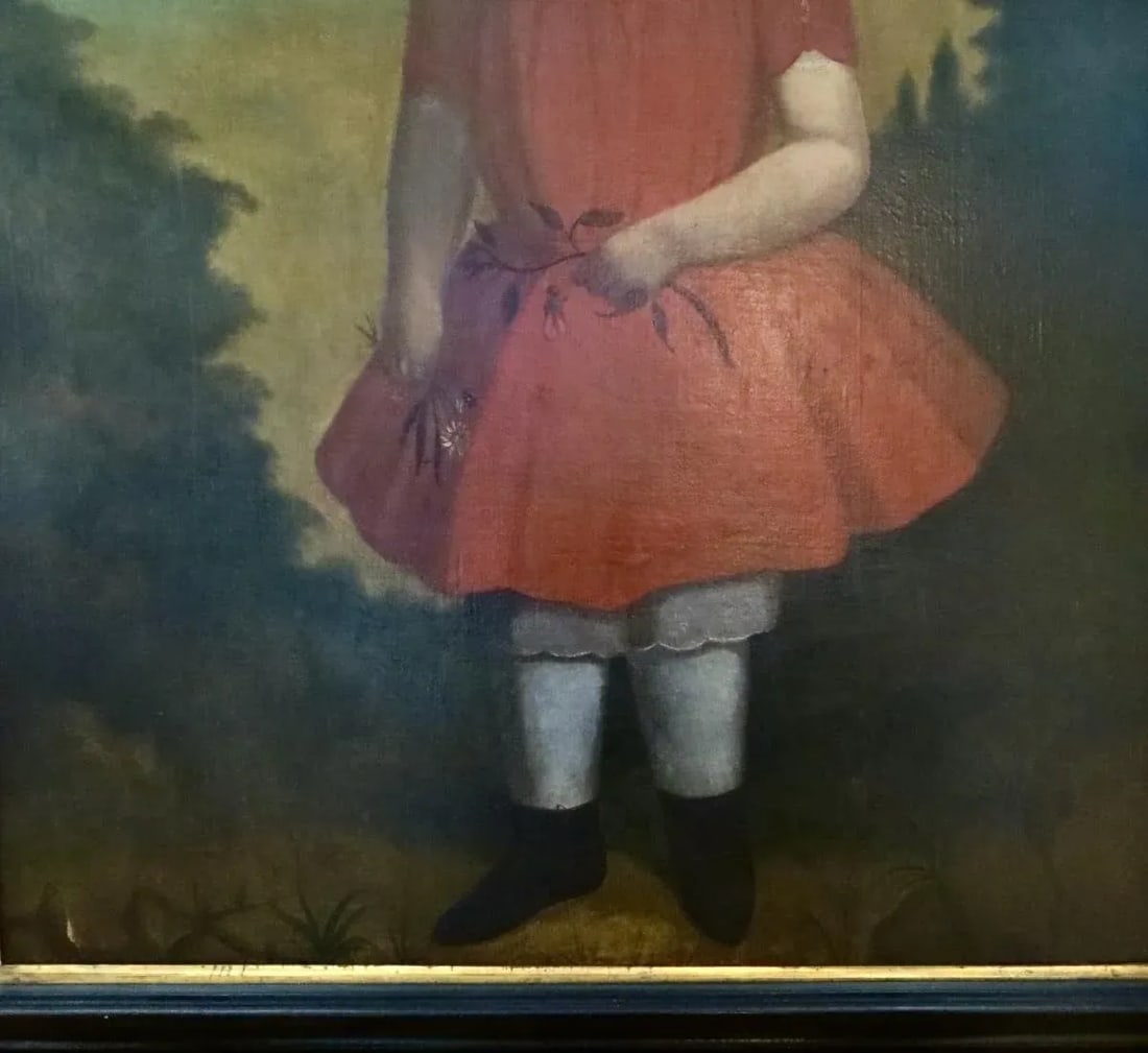 Folk Art Portrait Painting "Young Girl in a Red Dress", American, Circa 1825 - 6