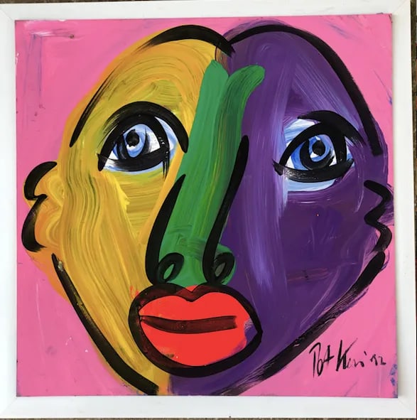 Vintage Abstract Signed Expressionist Portrait Painting by Peter Robert Keil 1972 With Certificate o - 11
