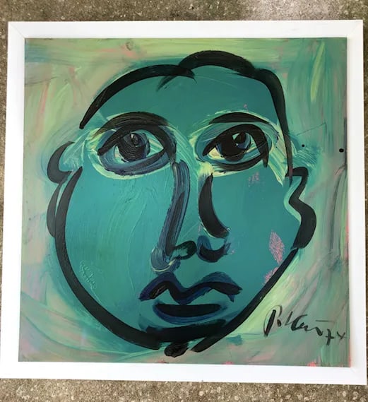 Vintage Peter Robert Keil Blue Period 1974 Signed Expressionist Portrait Painting With Certificate o - 13