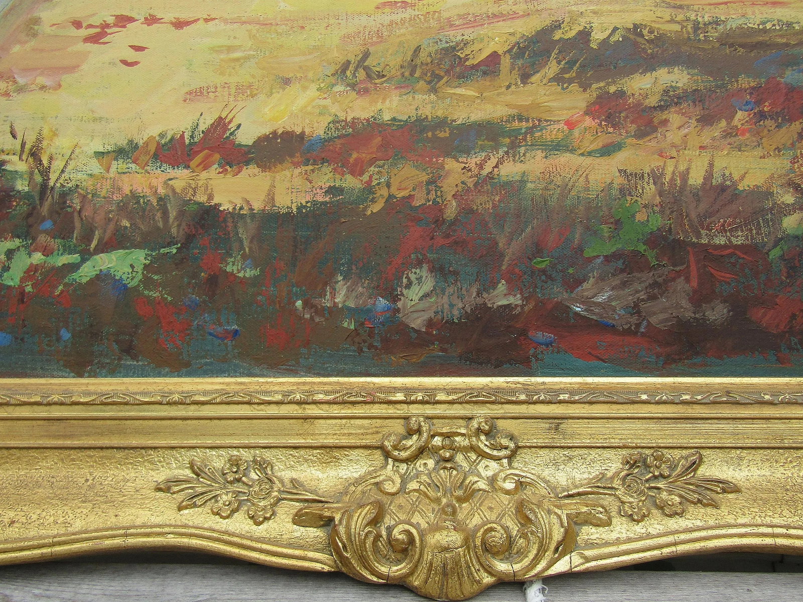 Vintage 1972 Signed Ed Schwarz Oil Painting on Canvas - Serene Countryside Estate With Ornate Gold F - 11