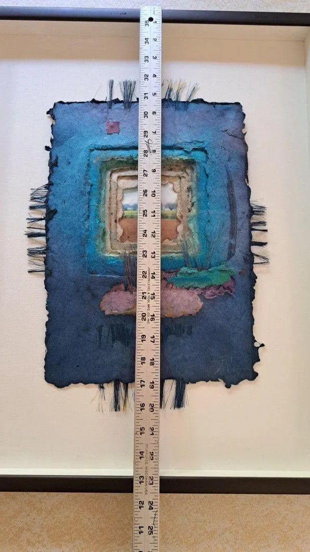 Late 20th Century Patricia Bettis Collage Mixed Media Paper Wall Artwork Framed Signed Pat Littlefie - 10