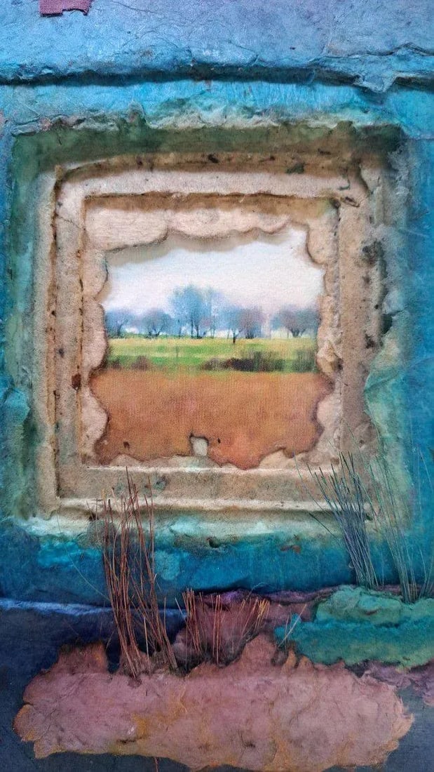 Late 20th Century Patricia Bettis Collage Mixed Media Paper Wall Artwork Framed Signed Pat Littlefie - 3