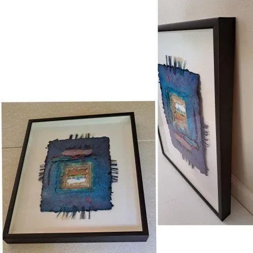 Late 20th Century Patricia Bettis Collage Mixed Media Paper Wall Artwork Framed Signed Pat Littlefie - 5