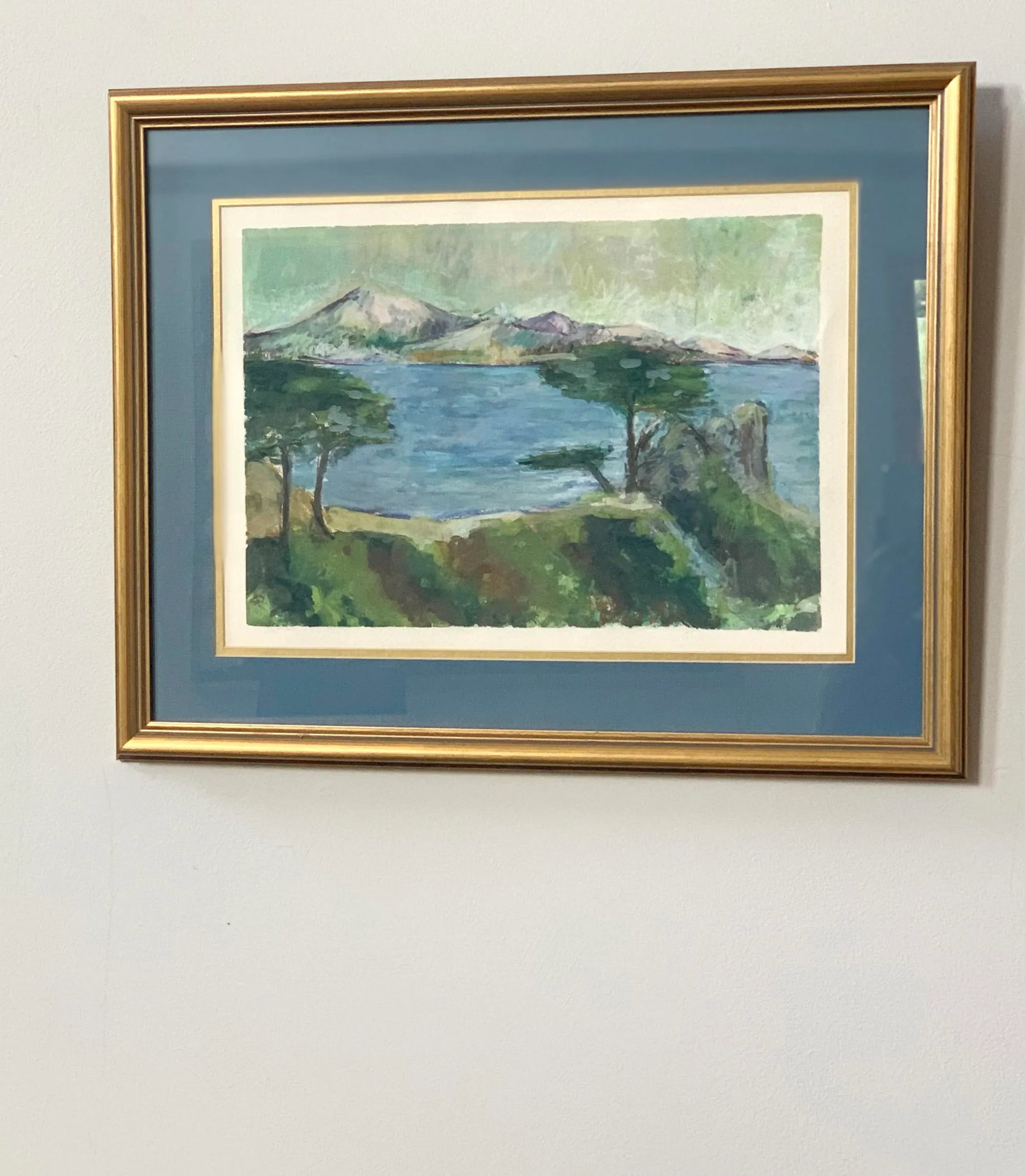 European Landscape, Watercolor and Oil Pastel, Framed Painting - 4