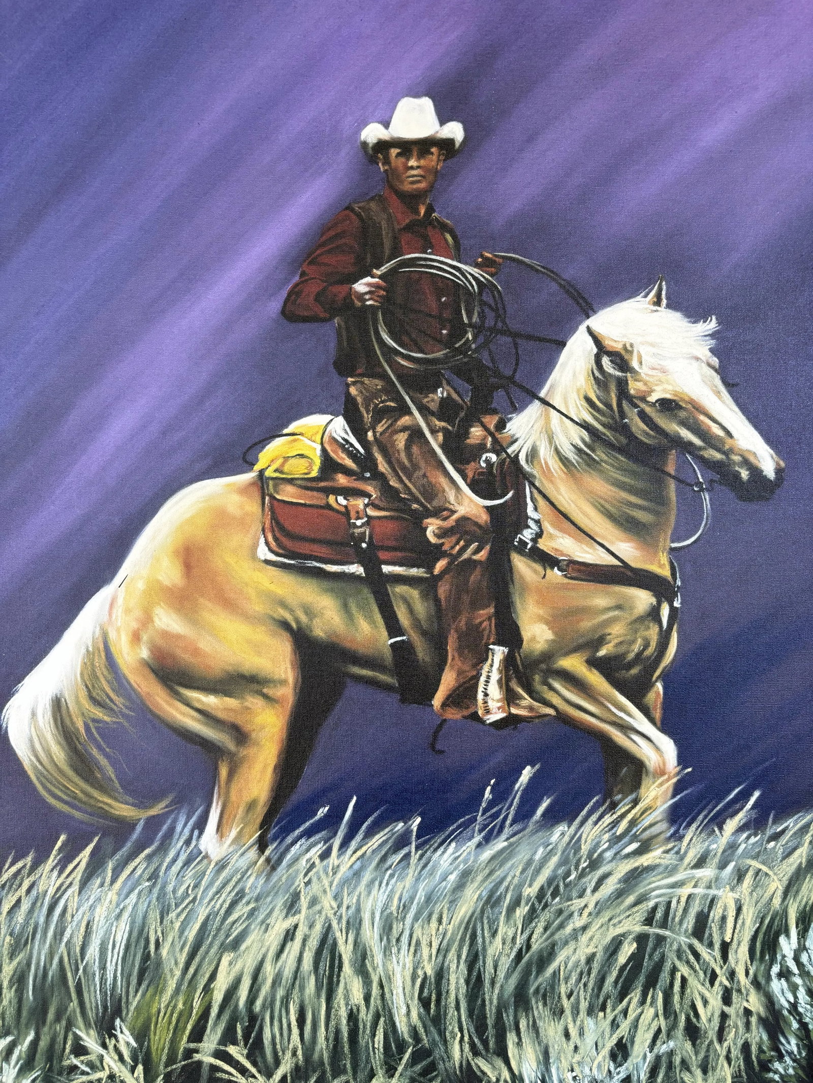 Cowboy on Horse "Approach" Painting Canvas Print of Original by Kim McElroy - 4