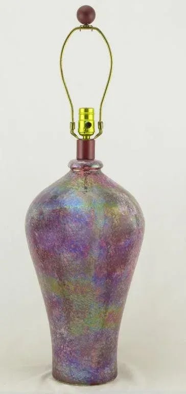 Lavender Iridescent Textured Ceramic Table Lamps - a Pair - 2