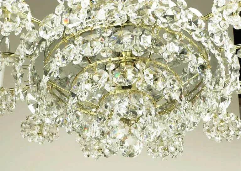 Art Deco Revival Brass, Crystal & Mirror Twelve-Arm Chandelier - 4
