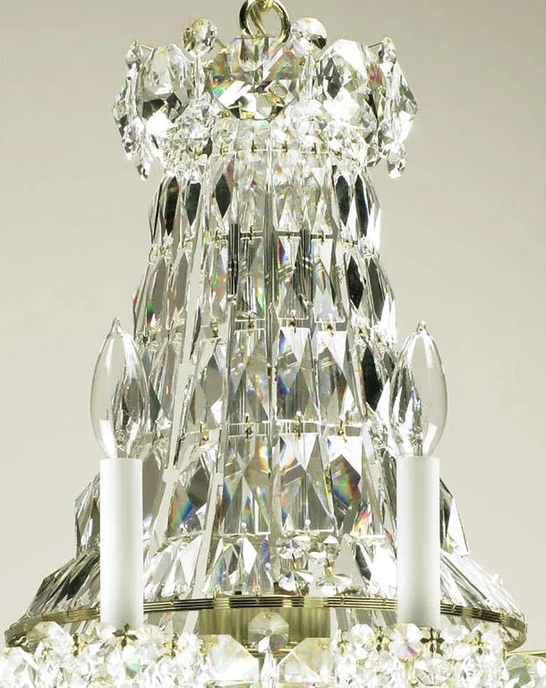Art Deco Revival Brass, Crystal & Mirror Twelve-Arm Chandelier - 6