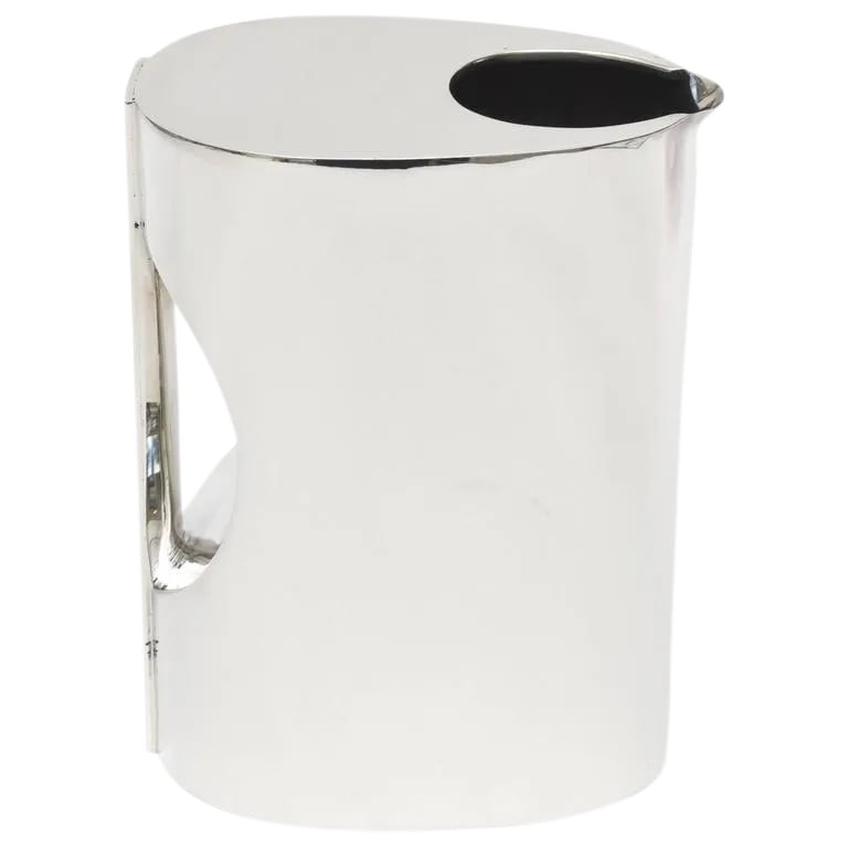 Sterling Silver Sculptural Modernist Hallmarked Pitcher by Couer Mid-Century Modern 50's: This substantial signed vintage sterling silver Mid-Century pitcher is fantastic. It has been professionally polished and looks like a piece of jewelry. It is so modern and transcends time. It is