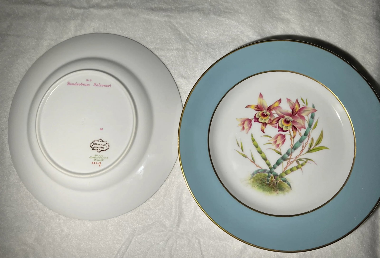 Late 20th Century Vintage Tiffany Orchid Dessert Plates- Set of 11 - 10