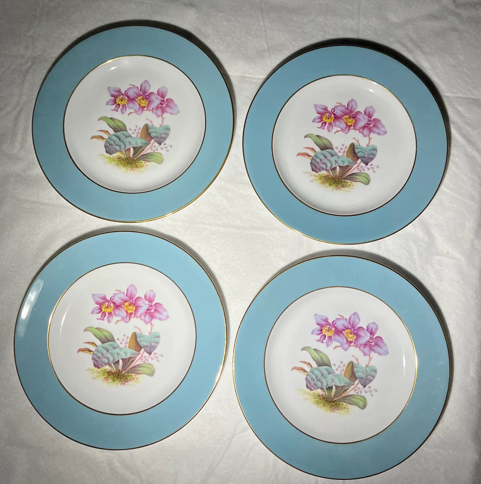 Late 20th Century Vintage Tiffany Orchid Dessert Plates- Set of 11 - 2