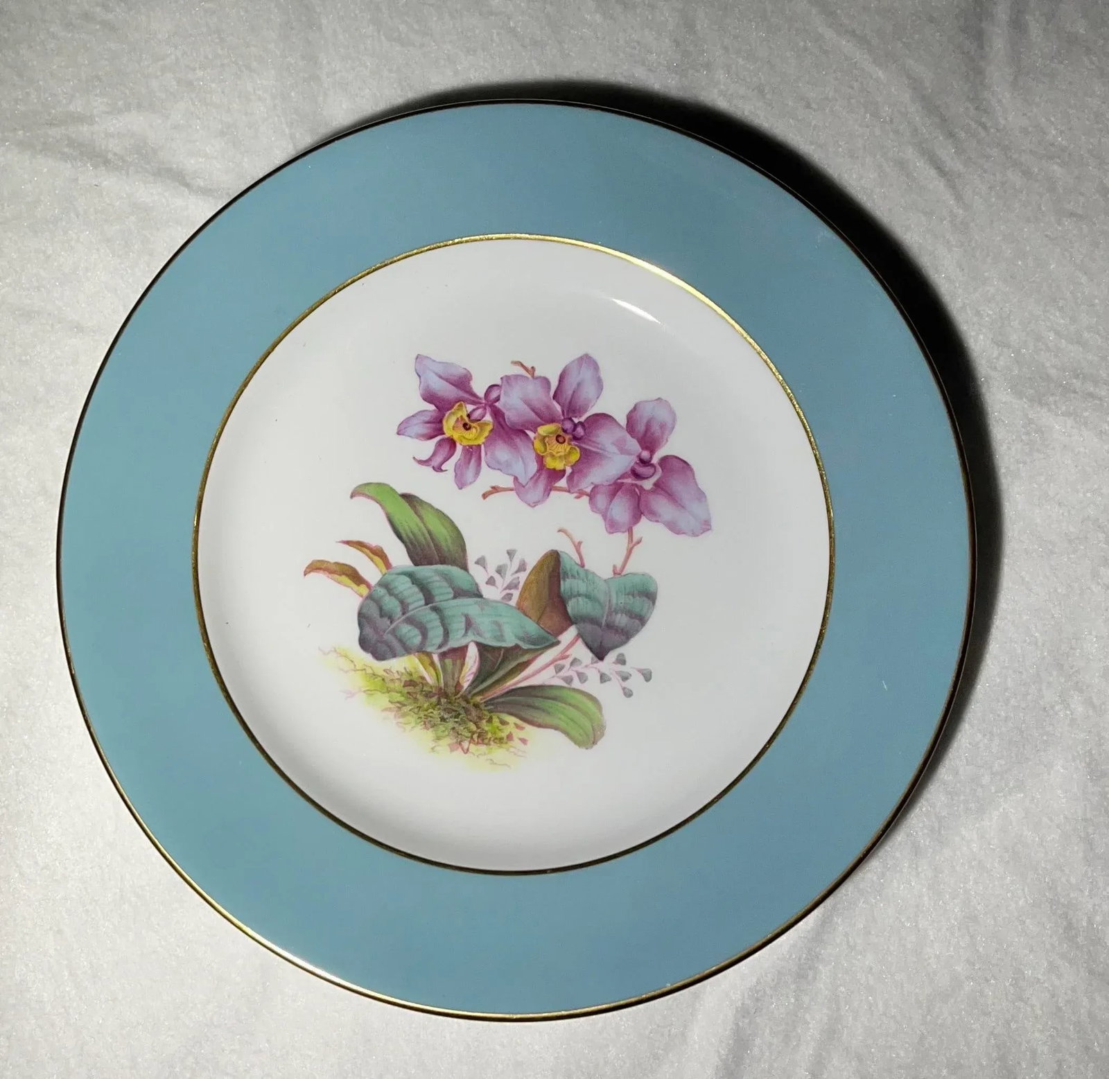 Late 20th Century Vintage Tiffany Orchid Dessert Plates- Set of 11 - 5