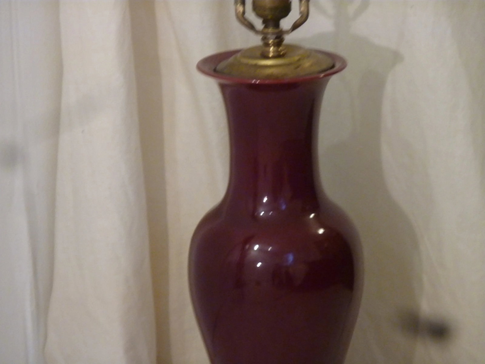 Early 20th Century Antique Japanese Oxblood Baluster Form Ceramic Lamp - 3