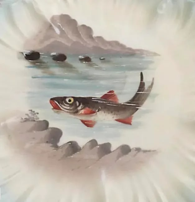 Limoges Hand Painted Fish Plates - Set of 10 - 2