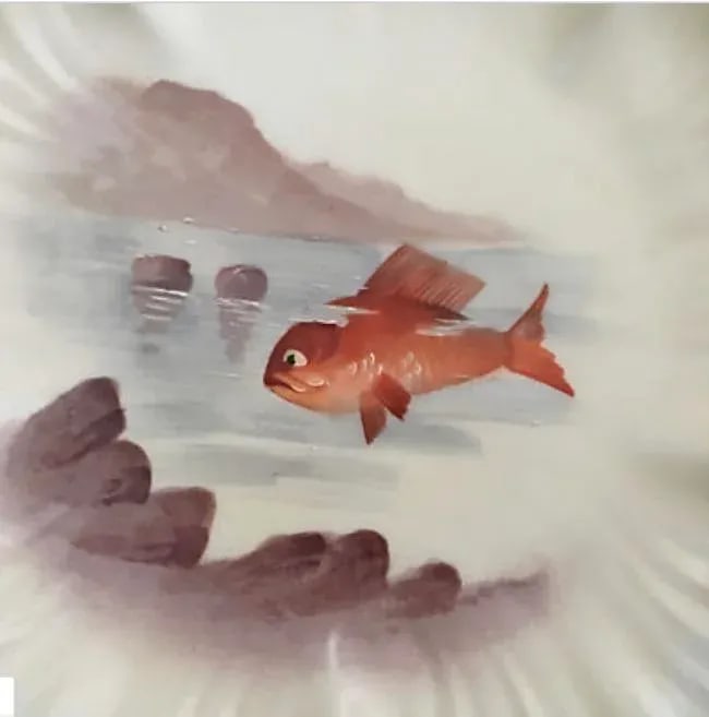 Limoges Hand Painted Fish Plates - Set of 10 - 3