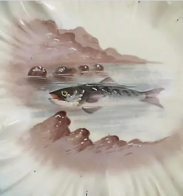 Limoges Hand Painted Fish Plates - Set of 10 - 4