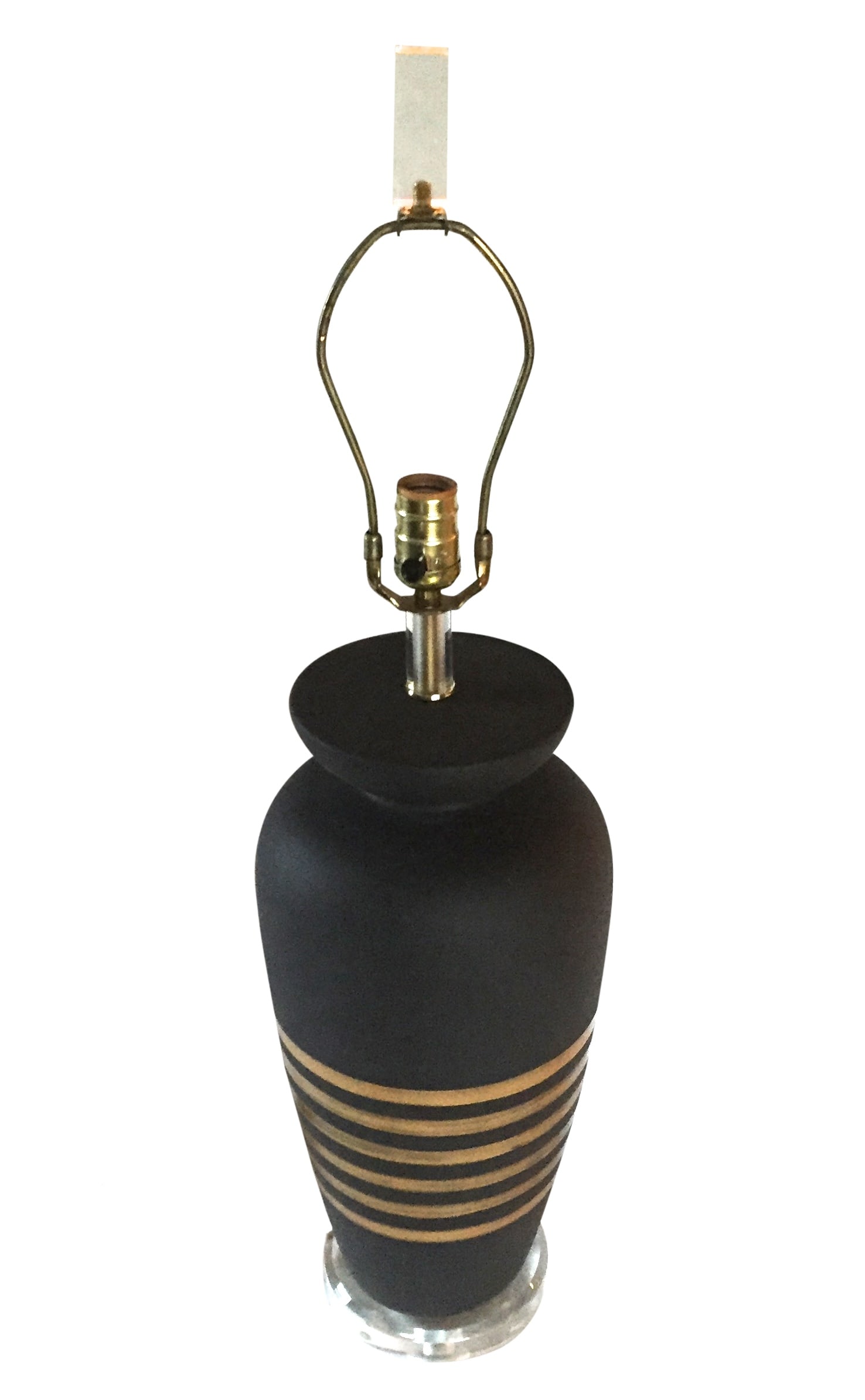 Mid-Century Modern Black & Gold Striped Table Lamp (1 of 6)