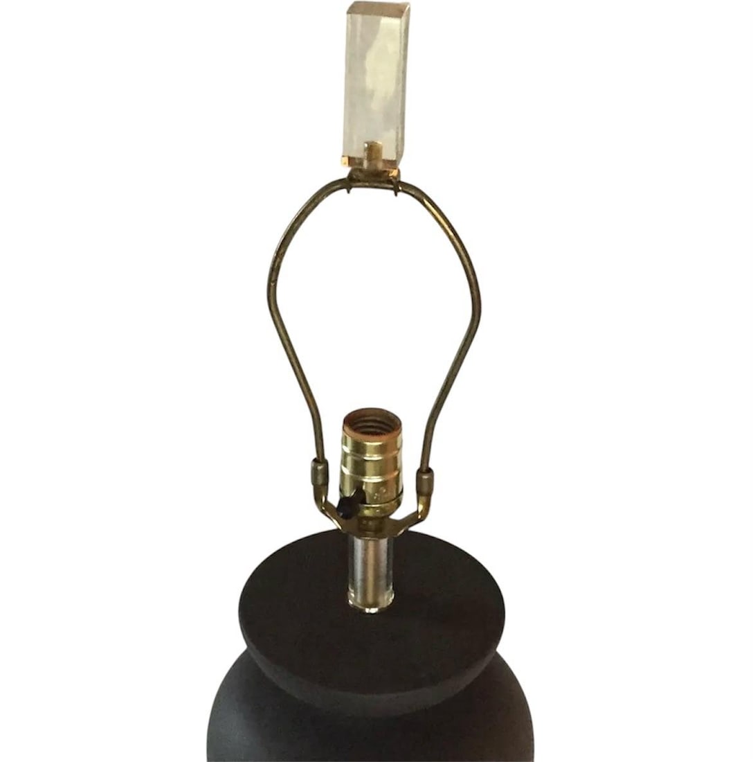 Mid-Century Modern Black & Gold Striped Table Lamp - 3