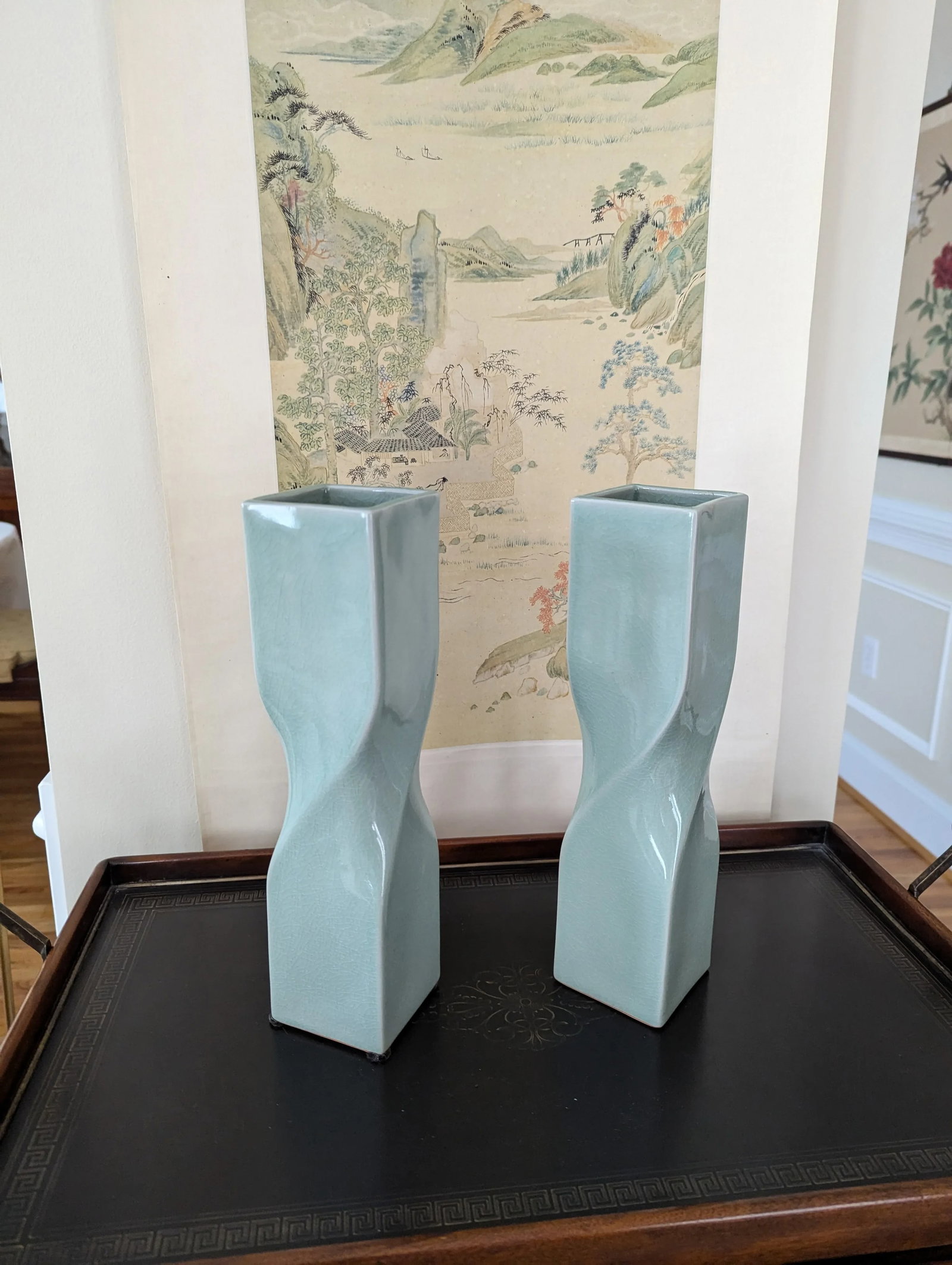 1990s Maitland-Smith Celadon Porcelain Vases- a Pair - 6
