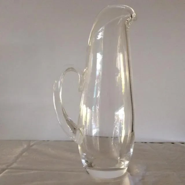 Authentic Steuben Genuine Crystal 1955 10 1/4" Split Handle Martini Pitcher/Carafe #8077, Signed - 10