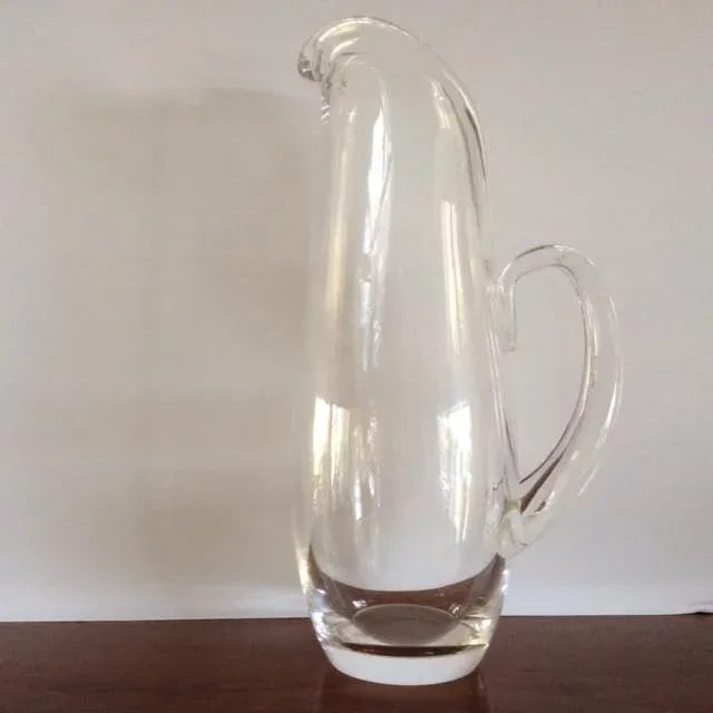 Authentic Steuben Genuine Crystal 1955 10 1/4" Split Handle Martini Pitcher/Carafe #8077, Signed - 2
