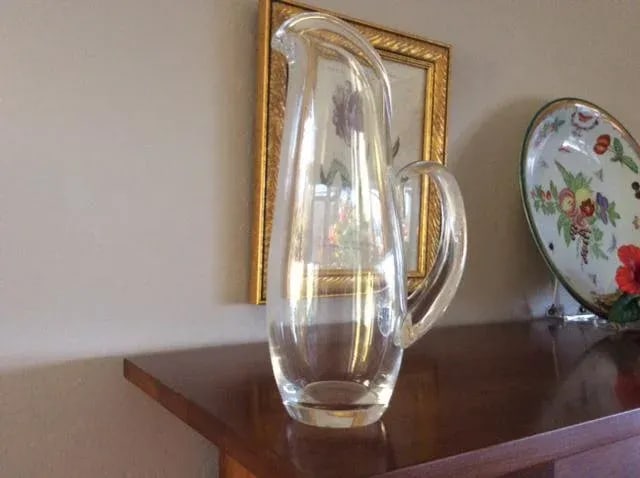 Authentic Steuben Genuine Crystal 1955 10 1/4" Split Handle Martini Pitcher/Carafe #8077, Signed - 3