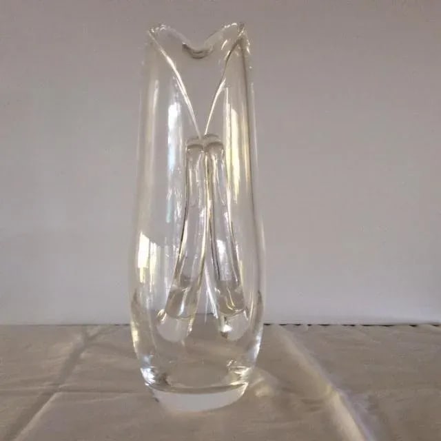Authentic Steuben Genuine Crystal 1955 10 1/4" Split Handle Martini Pitcher/Carafe #8077, Signed - 9