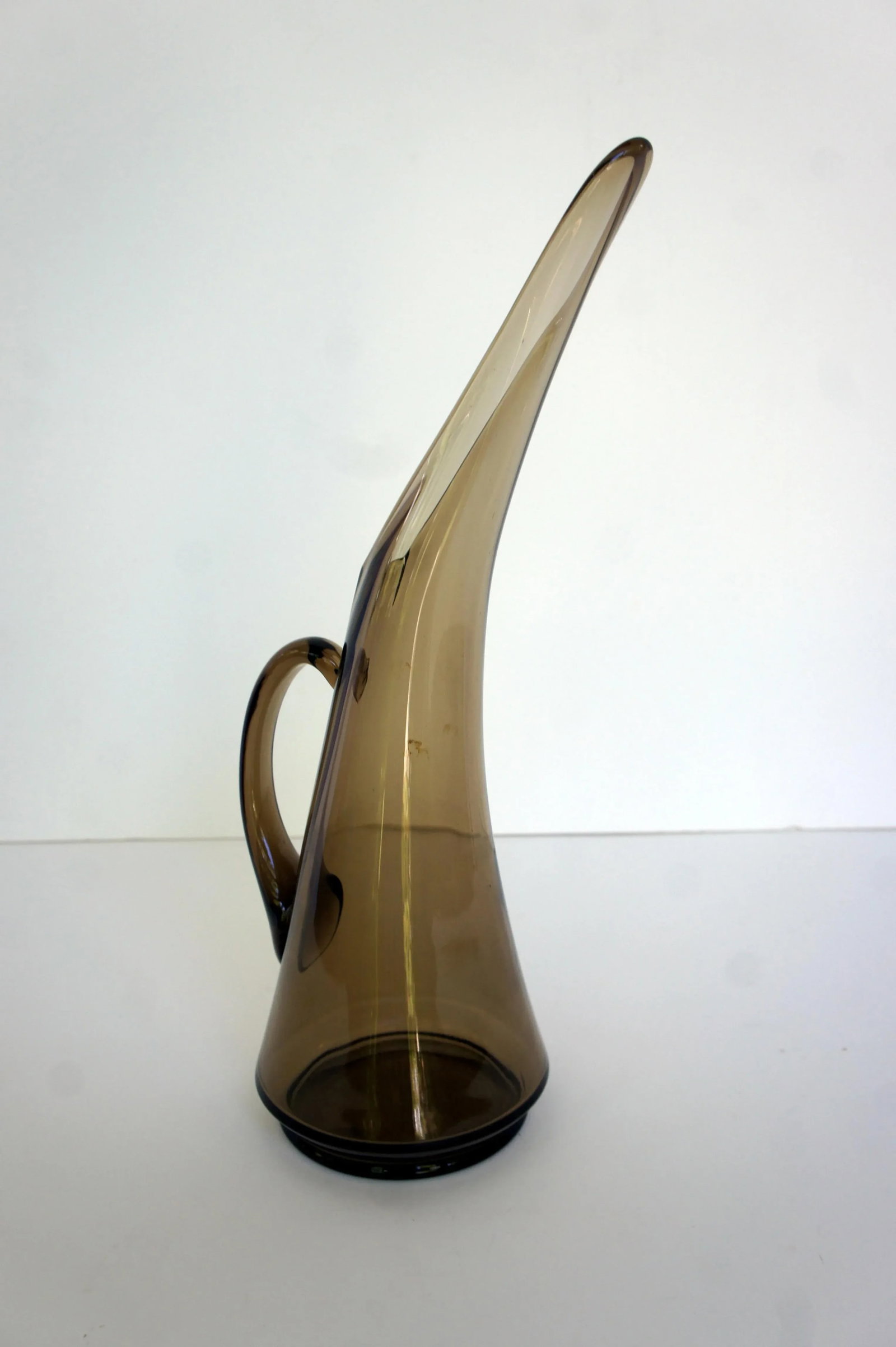1960s Kanawha Handblown Smoke Art Glass Pitcher Ewer Vase - 2