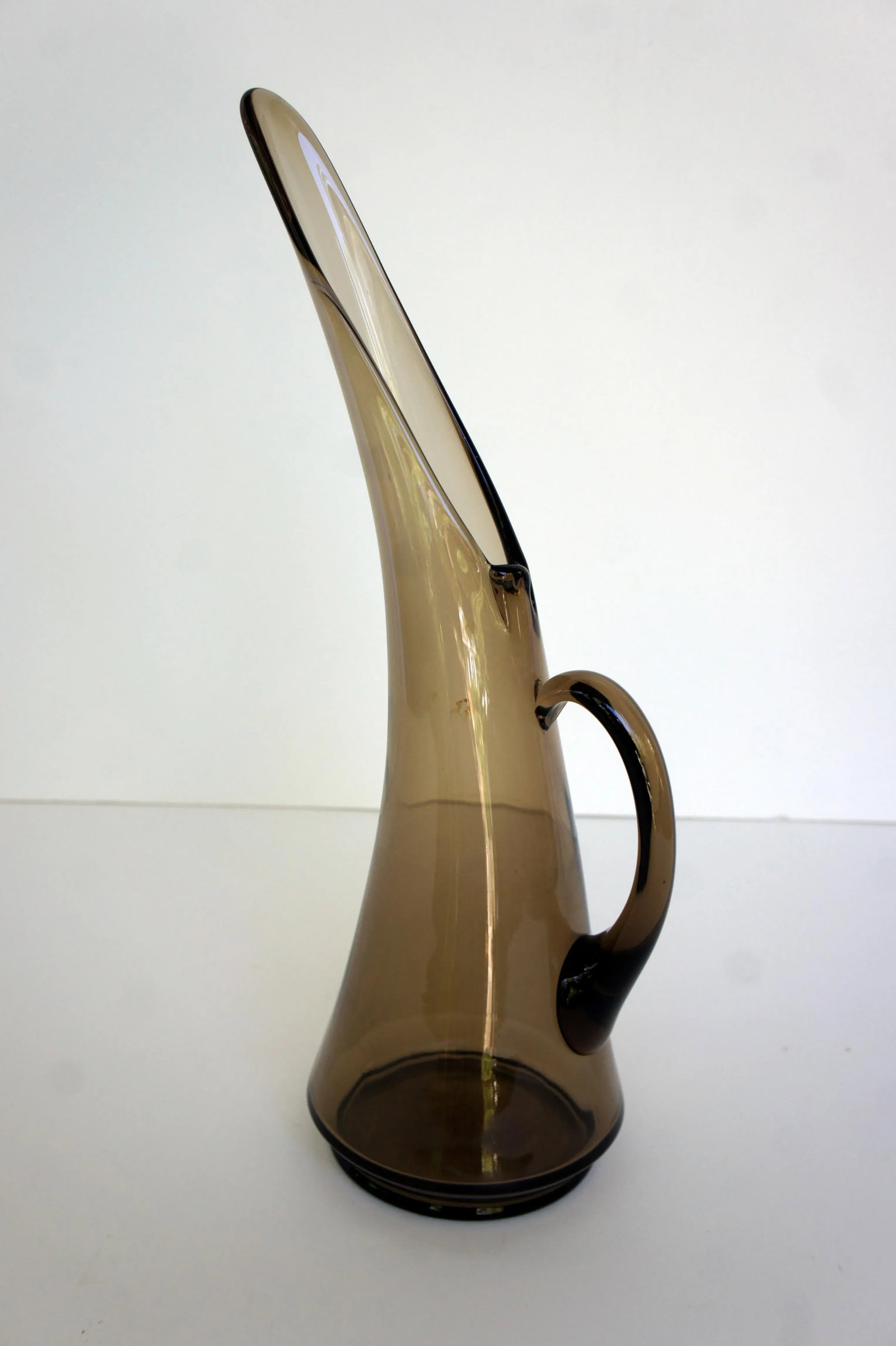 1960s Kanawha Handblown Smoke Art Glass Pitcher Ewer Vase - 3