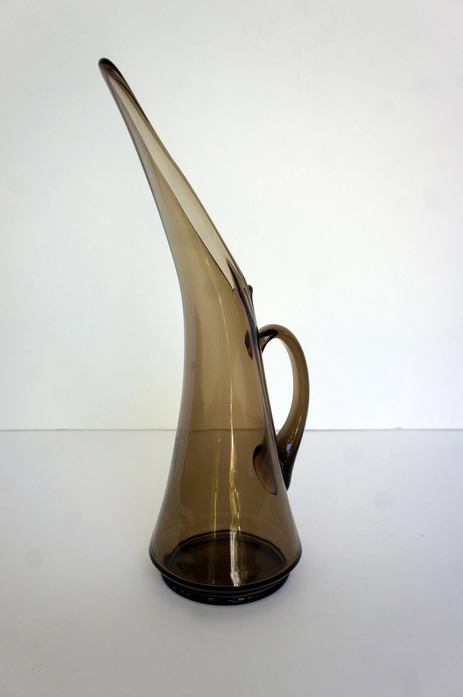 1960s Kanawha Handblown Smoke Art Glass Pitcher Ewer Vase - 4