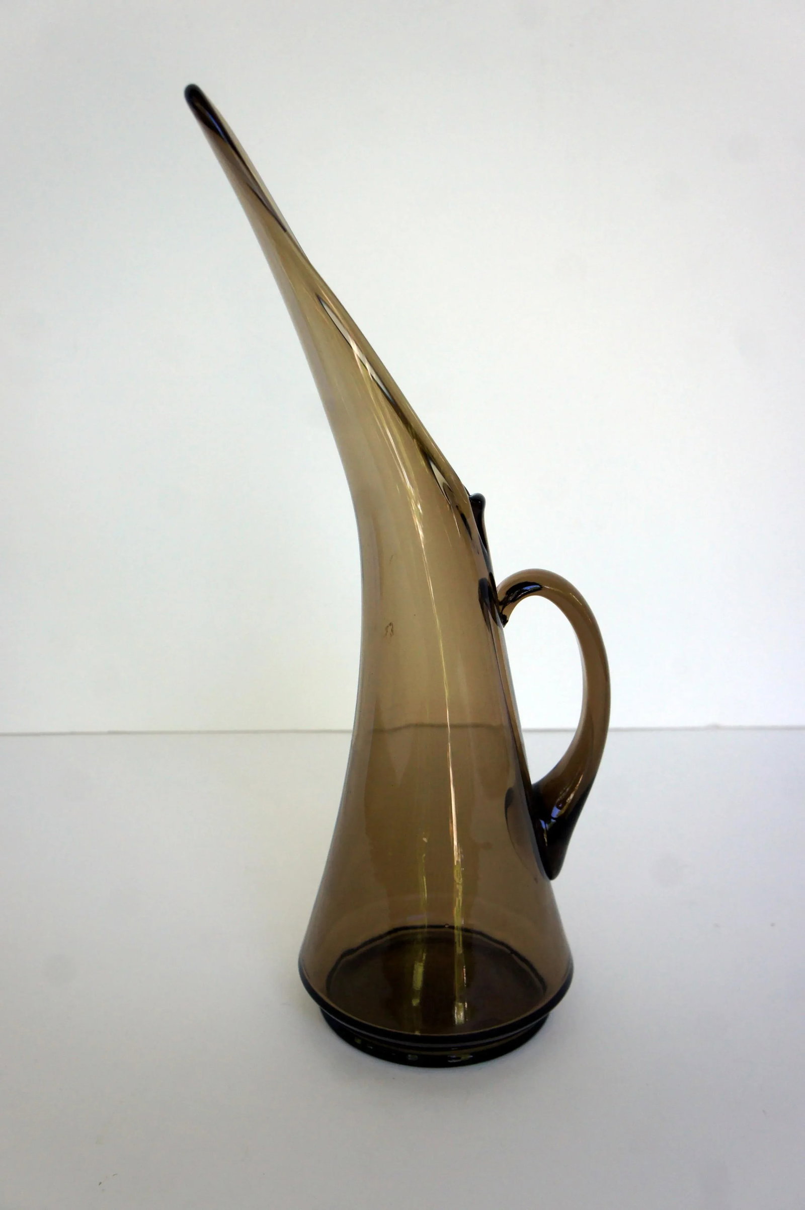 1960s Kanawha Handblown Smoke Art Glass Pitcher Ewer Vase - 5