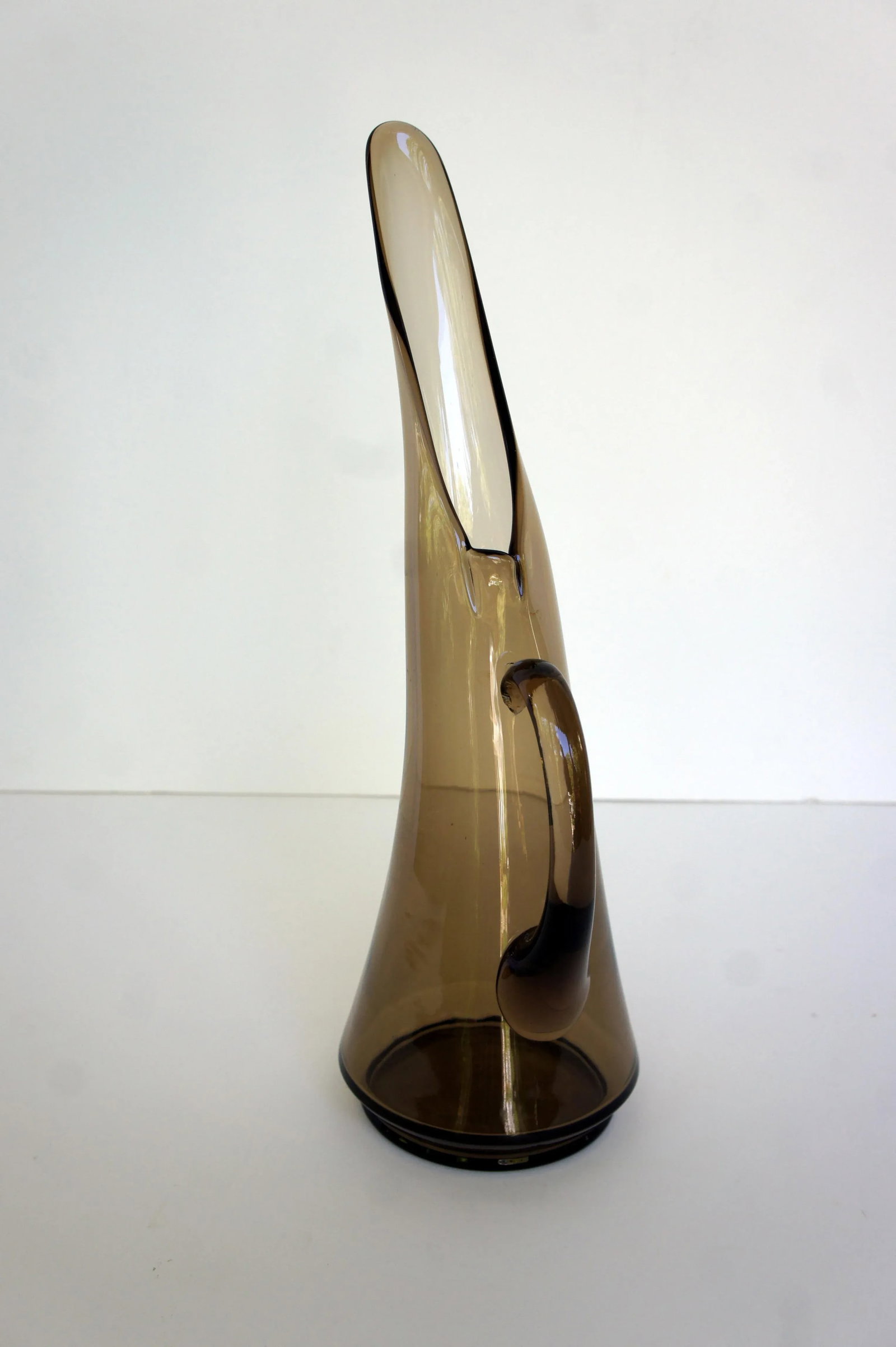 1960s Kanawha Handblown Smoke Art Glass Pitcher Ewer Vase - 7