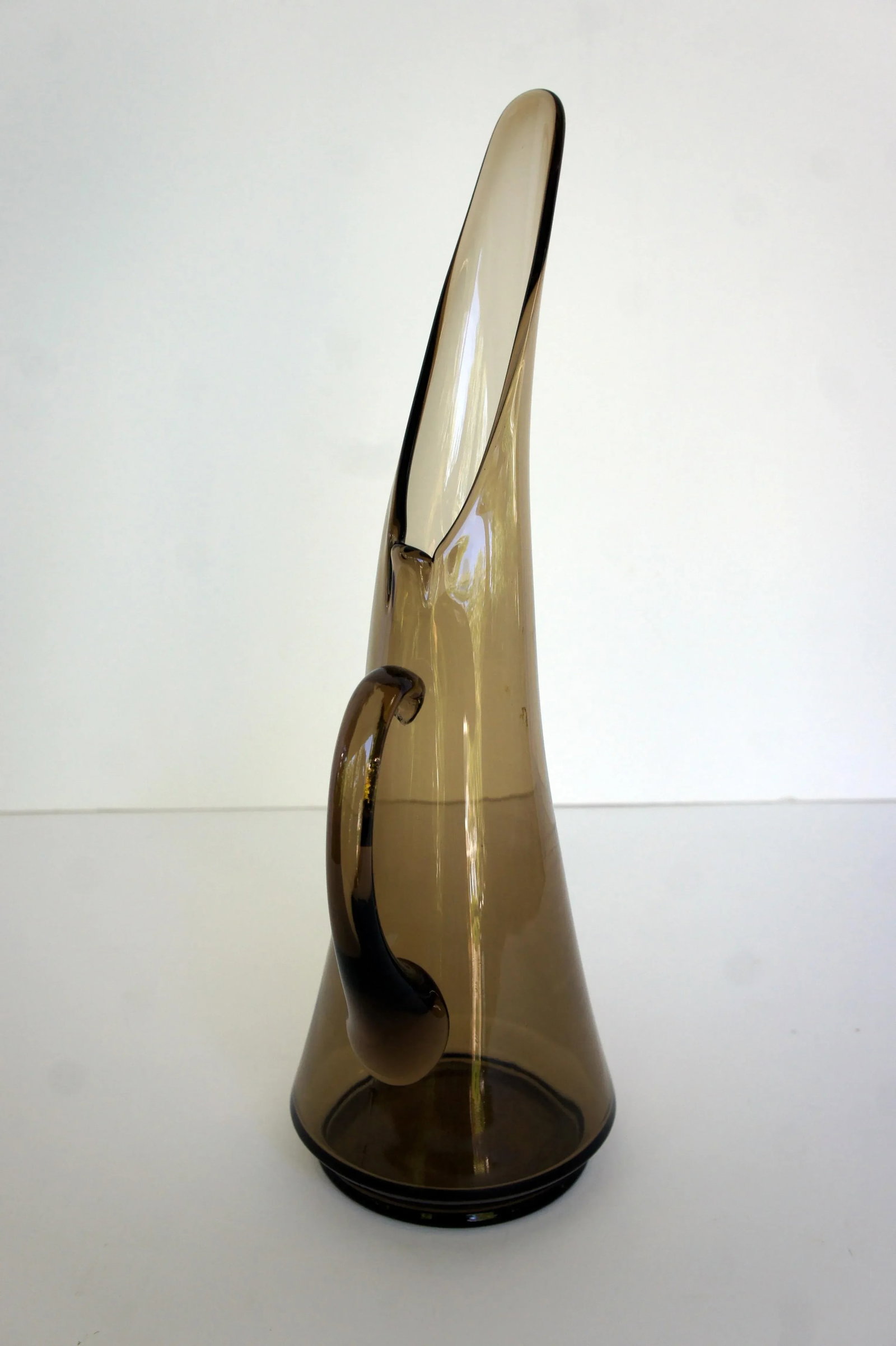 1960s Kanawha Handblown Smoke Art Glass Pitcher Ewer Vase - 8