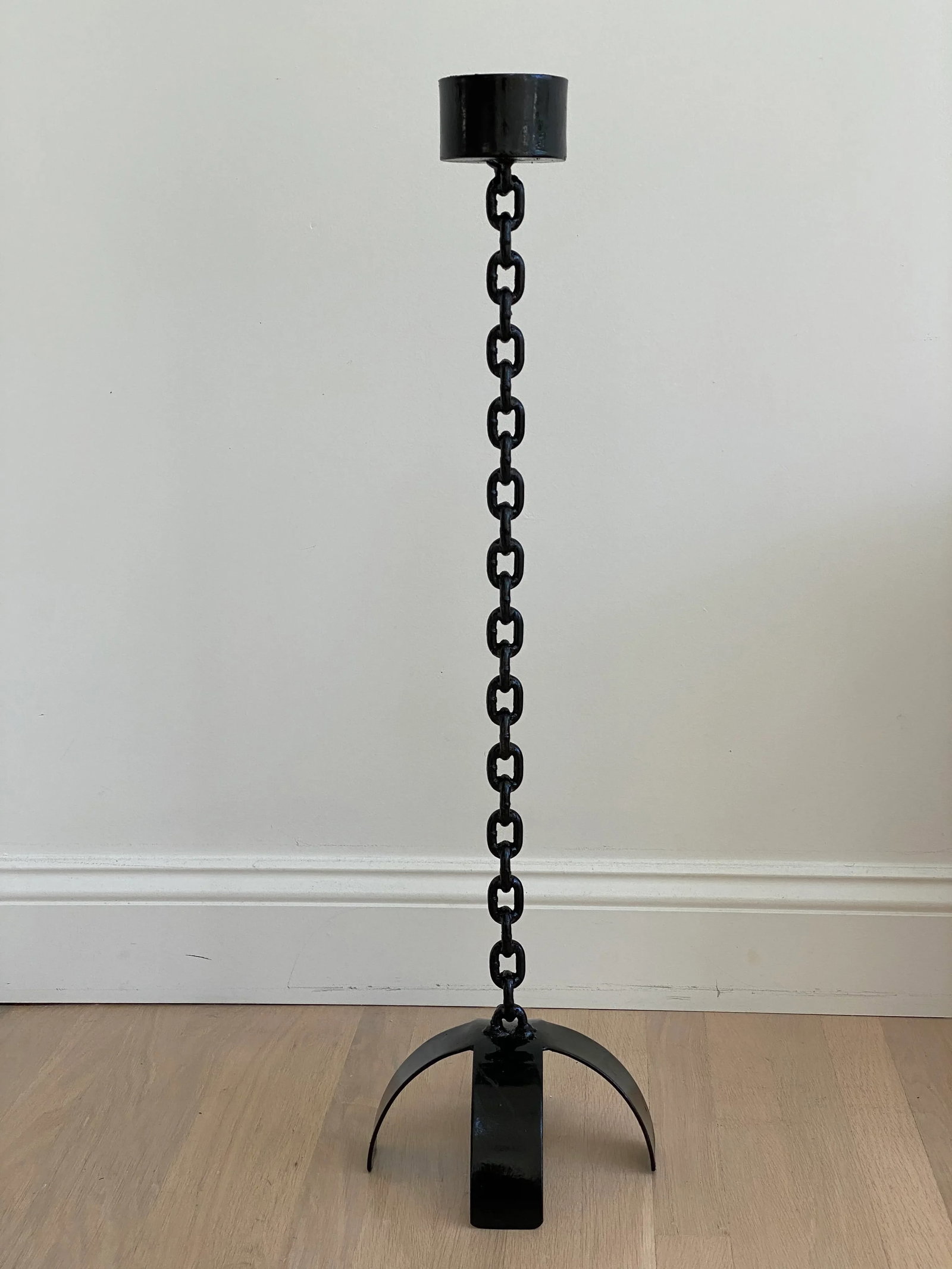 1980s Modernist Black Wrought Iron Floor Candle Stand - 10