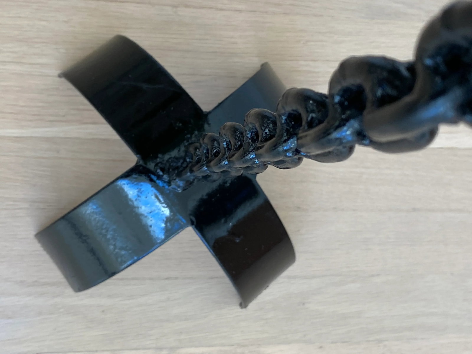 1980s Modernist Black Wrought Iron Floor Candle Stand - 9