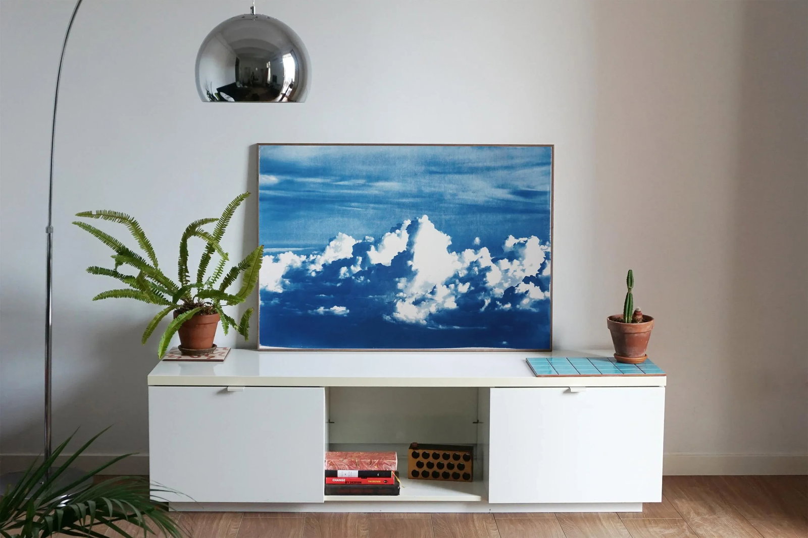 Blustery Clouds After a Storm, Sky Blue Handprinted Cyanotype on Watercolor Paper, Meaningful Scene - 5