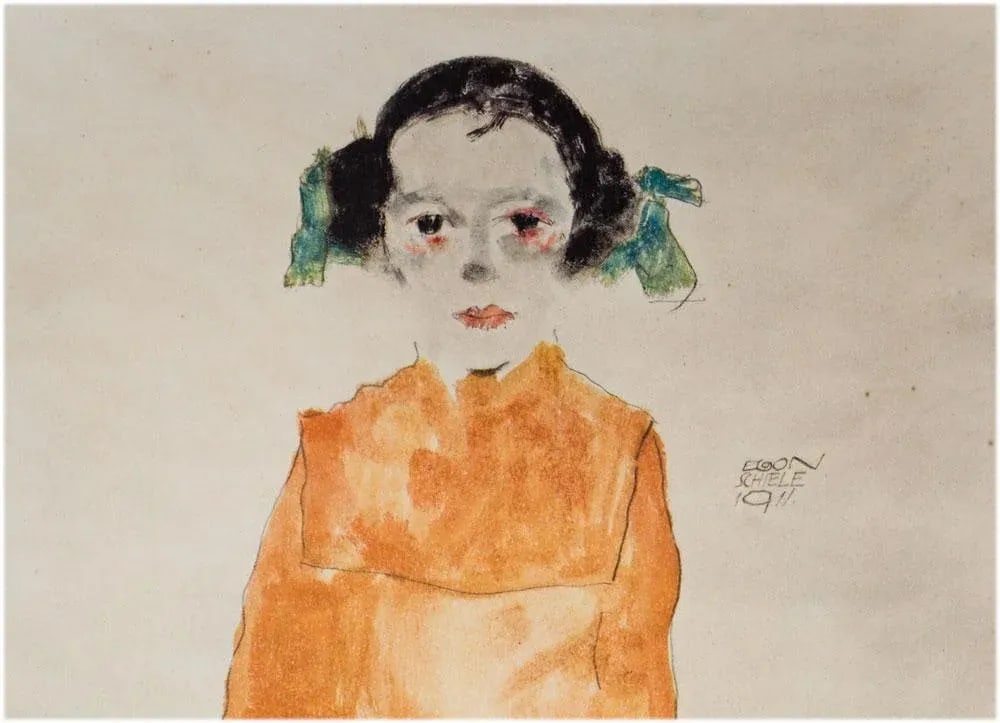 Modern Egon Schiele Lithograph "Girl in a Yellow Dress" W/Frame - 6