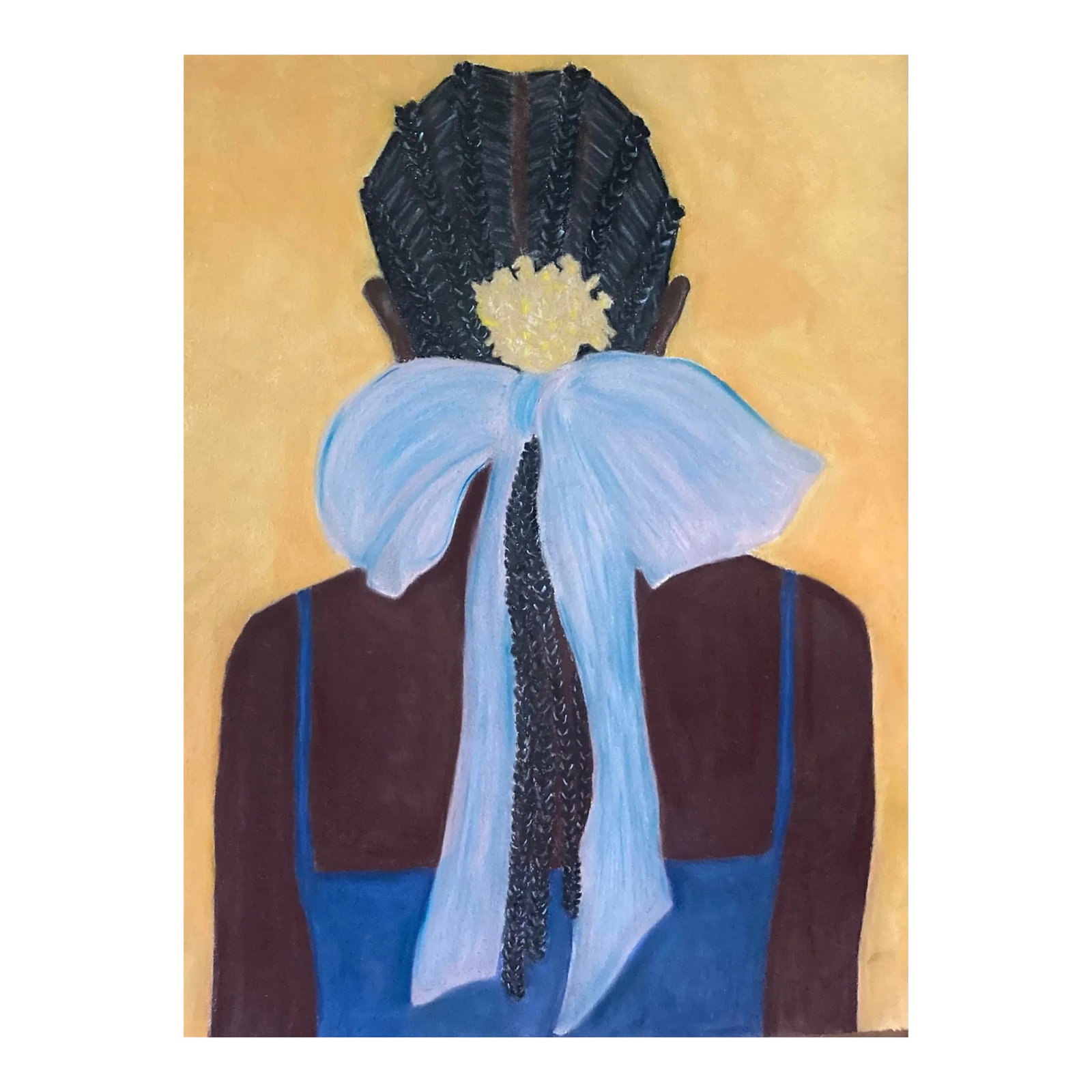 Lady With the Bow Original Folk Art Portrait Painting (1 of 5)