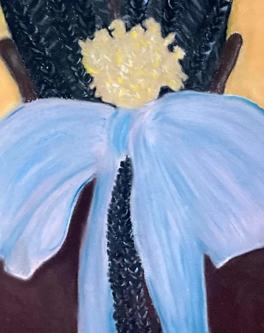 Lady With the Bow Original Folk Art Portrait Painting - 2