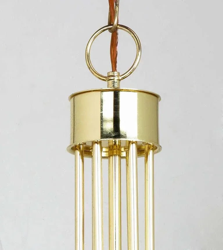 Seven Light Brass & Lucite Chandelier With Brass Shades - 10