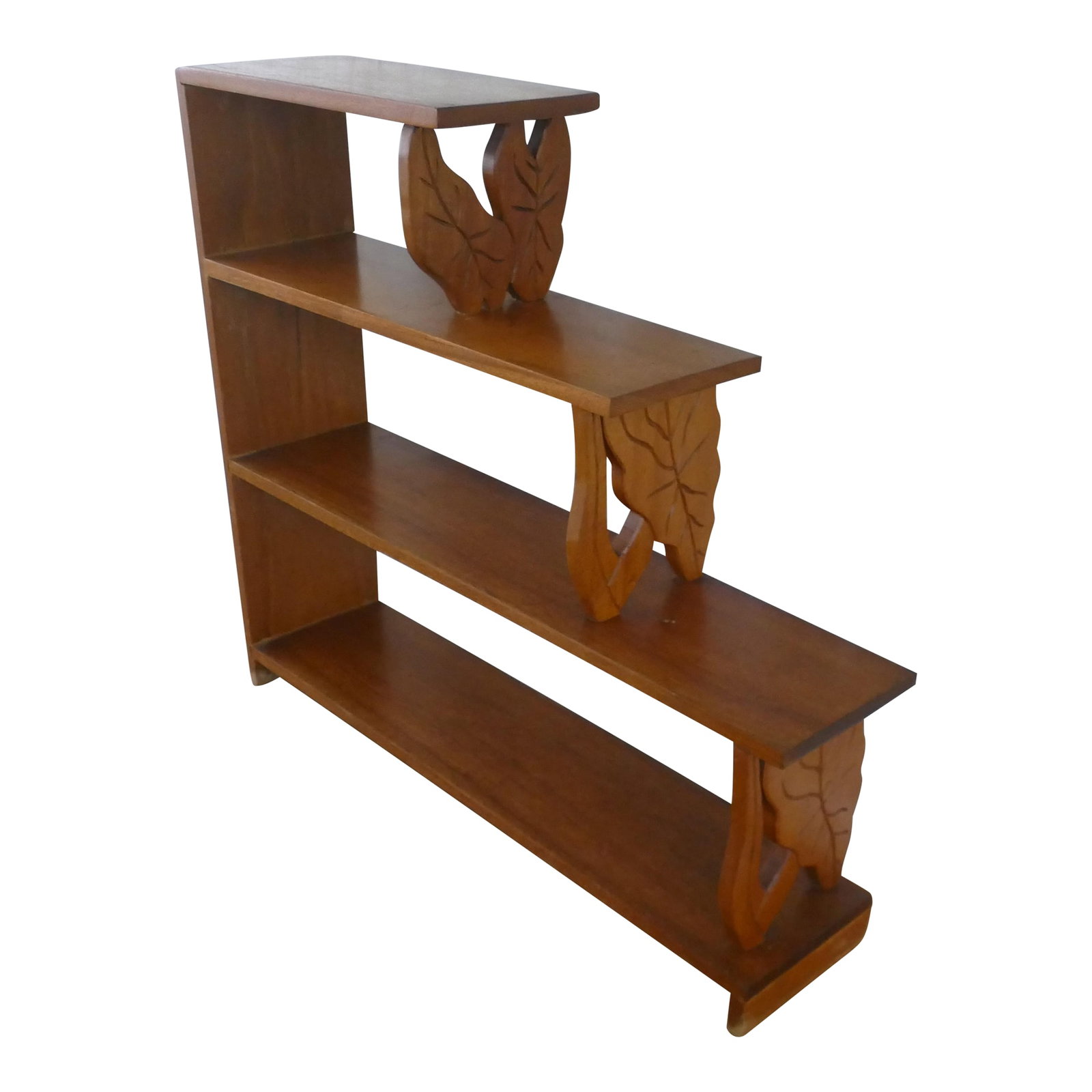 Mid-Century Hand Carved Calla Lily 4-Tier Wood Bookshelf (1 of 12)