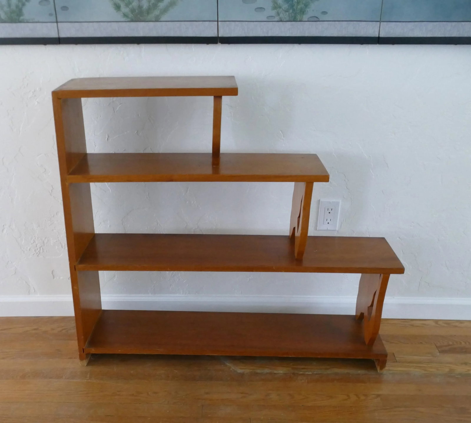 Mid-Century Hand Carved Calla Lily 4-Tier Wood Bookshelf - 3