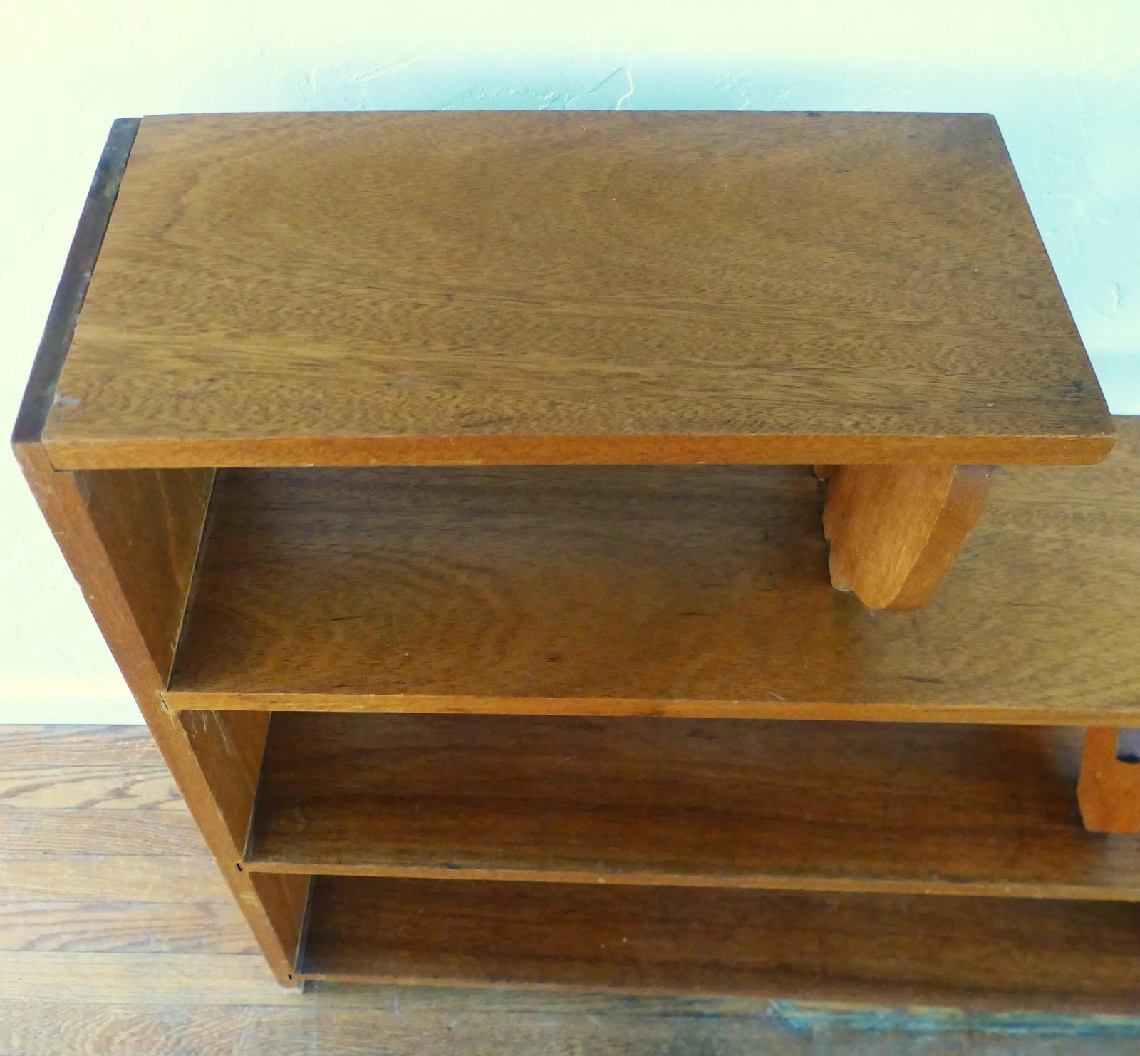 Mid-Century Hand Carved Calla Lily 4-Tier Wood Bookshelf - 4
