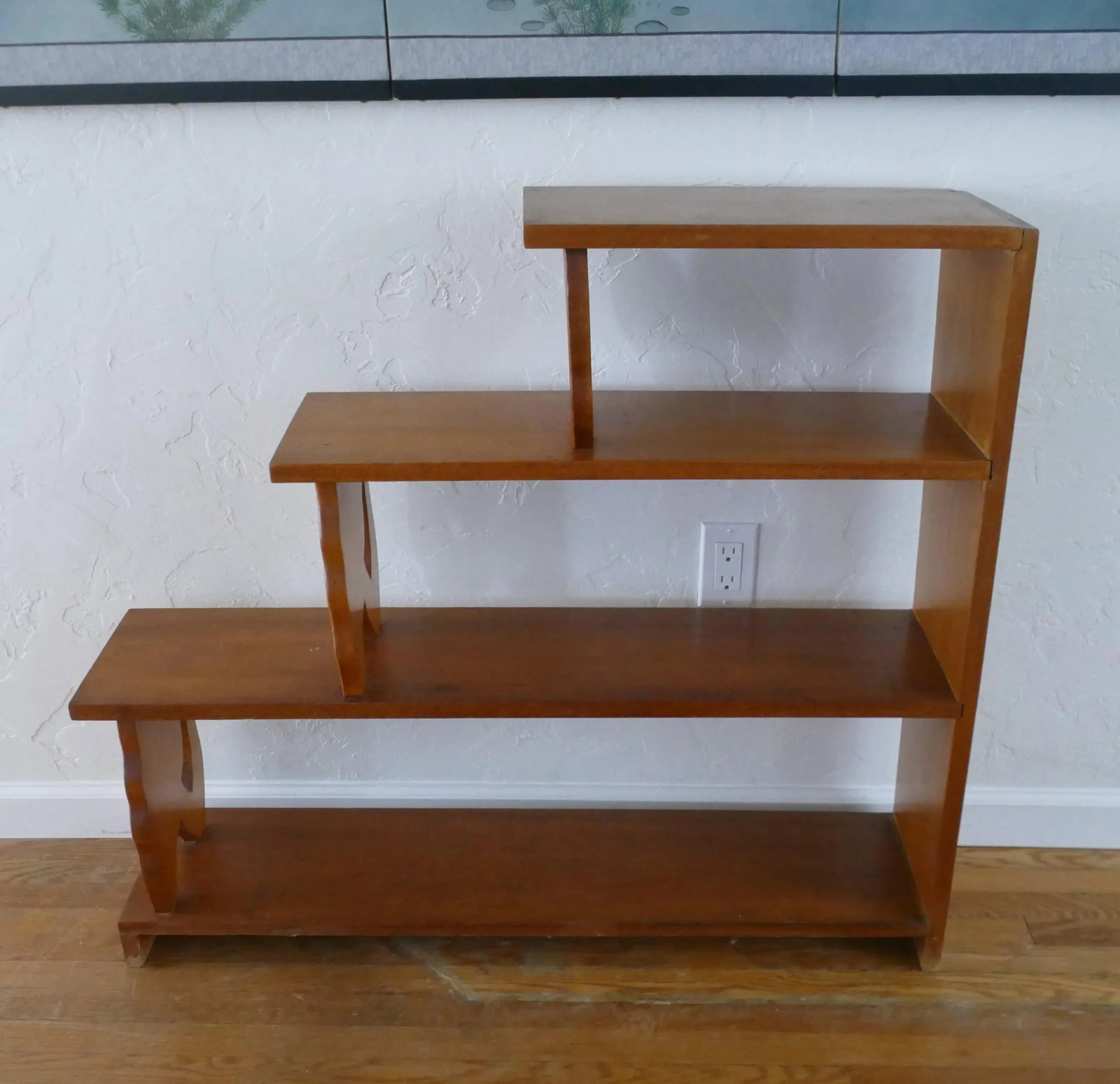 Mid-Century Hand Carved Calla Lily 4-Tier Wood Bookshelf - 5