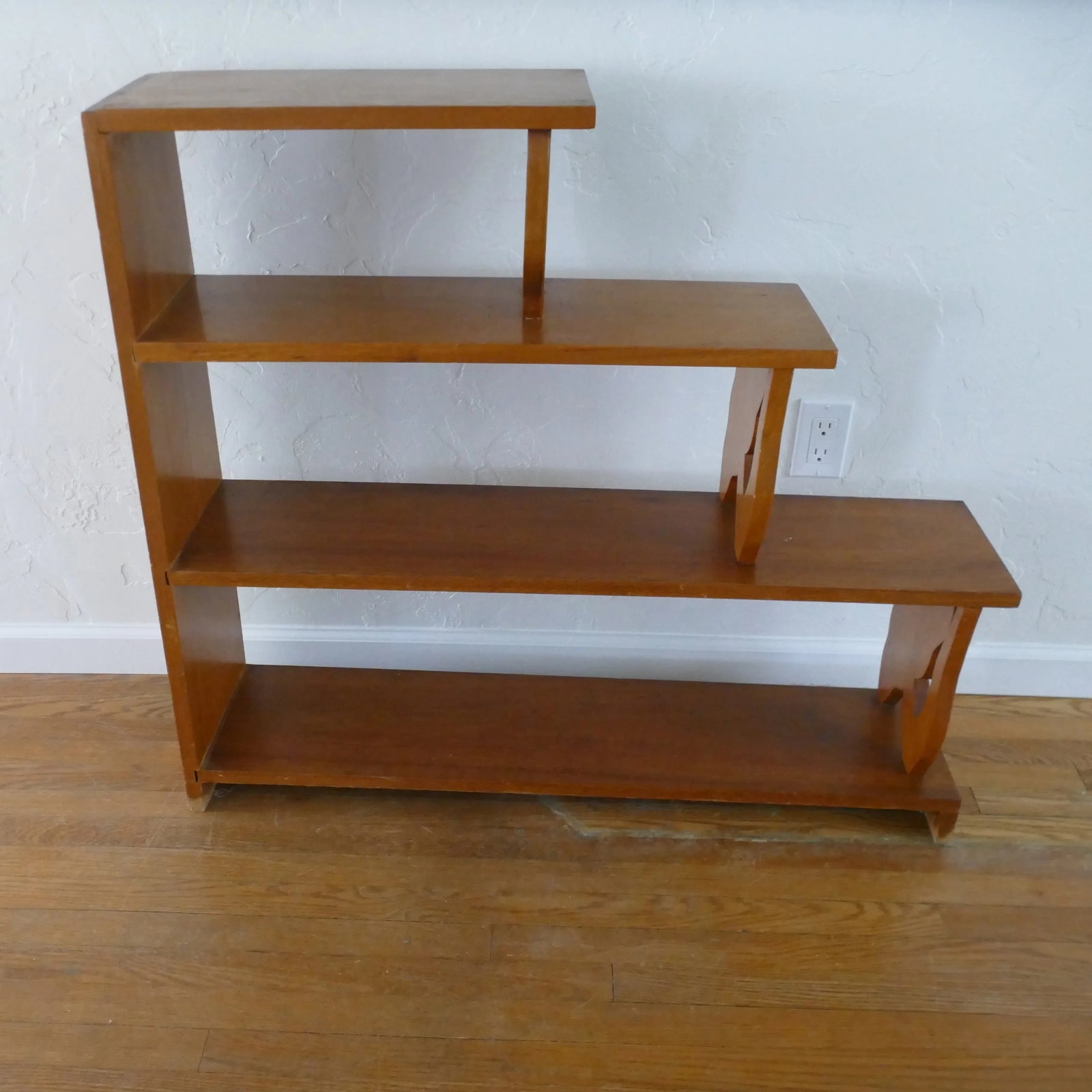 Mid-Century Hand Carved Calla Lily 4-Tier Wood Bookshelf - 7
